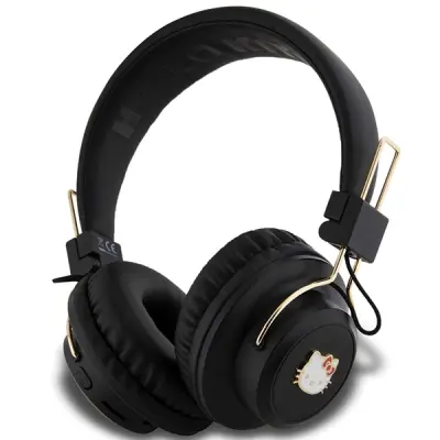 HELLO KITTY NAUŠESNE BLUETOOTH SLUŠALKE KOVINSKI LOGO ČRNE ZA TELEFONE
