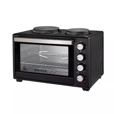 BROCK električna pečica 60l + 2x kuhalnik - TO 6022 BK
