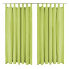 Furnova -  Zavese iz mikro satena 2 kosa z zankami 140x225 cm zelene barve