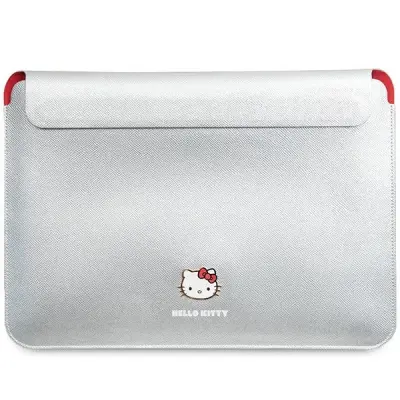 ETUI HELLO KITTY ZA 14 INČNI PRENOSNIK SREBRN PU KOVINSKI LOGO