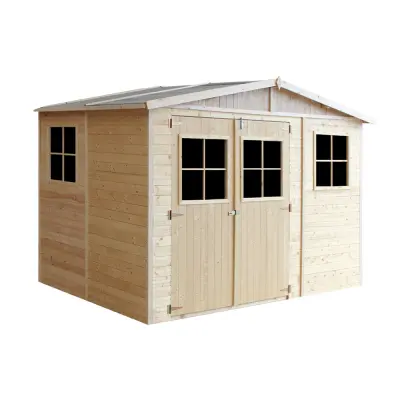 Lesena vrtna hiša - H226x324x216 cm/6 m² - Panelna konstrukcija, Vrtna lopa s podi - TIMBELA M334+M334G