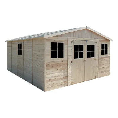 Lesena vrtna hiša - H246x418x522 cm/20 m² - Panelna konstrukcija, Vrtna lopa brez podov - TIMBELA M333