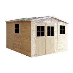 Lesena vrtna hiša - H226x324x316 cm/9 m² - Panelna konstrukcija, Vrtna lopa brez podov - TIMBELA M335