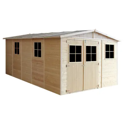Lesena vrtna hiša - H226x324x516 cm/15 m² - Panelna konstrukcija, Vrtna lopa s podi - TIMBELA M337+M337G
