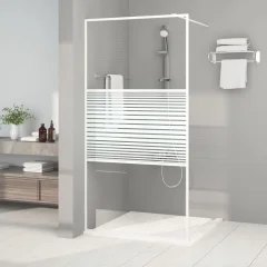 Furnova -  Pregrada za tuš bela 100x195 cm prozorno ESG steklo