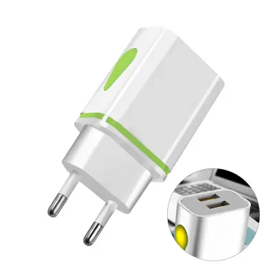 Polnilnik z LED osvetlitvijo v obliki kaplje vode, 2 vhoda USB, evropski napajalnik USB, stenski potovalni polnilnik v vtičnici EU