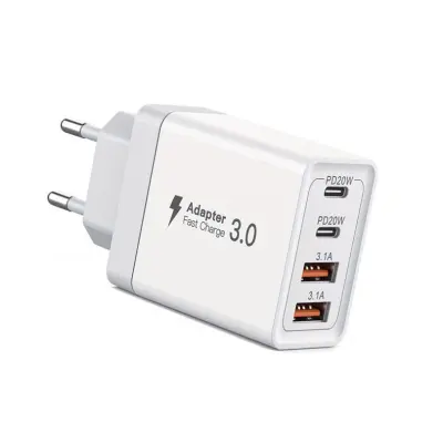 Polnilnik USB C, 55 W 4 vrata USB C, plošča za hitro polnjenje z dvojnimi vrati PD+QC, polnilnik tipa C z več vrati