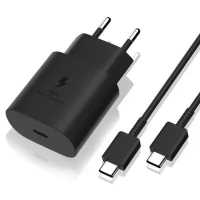 Hitri polnilnik Samsung 25 W, kabel USB tipa C (1M) Ultra hitri polnilnik Samsung, združljiv polnilnik