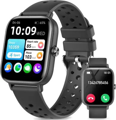Pametne ure za moške, ženske, fitnes: ura za spremljanje telesne pripravljenosti s klicem Bluetooth 24/7,angleška različica