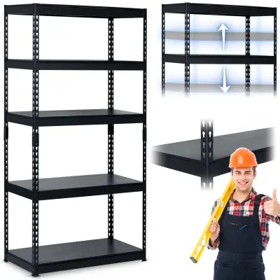 Kovinska skladiščna polica 183 x 90 x 45 cm Humberg HR-700 črna