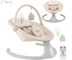 MoMi KENANI SAND 2v1 otroški gugalnik, električni, Bluetooth, 5 načinov zibanja, melodije, lok z igračami, varnostni pas, daljinski upravljalnik