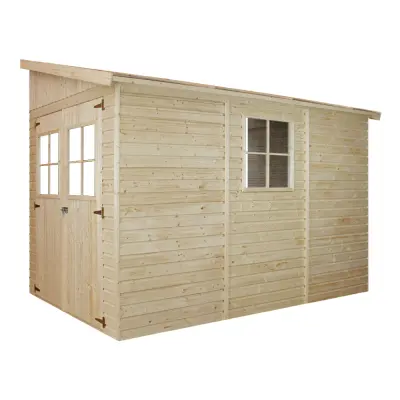 Lesena vrtna hiša (s 3 stenami) - H243x216x318 cm/6 m2 - Vrtna lopa s podi - TIMBELA M339+M339G
