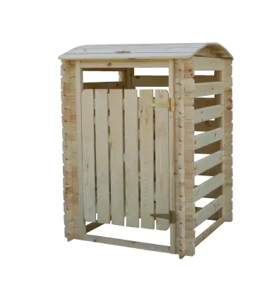 Lopa za smeti za 1 kontejner, masivni les - 97 x 97 x H137 cm - TIMBELA M606-1