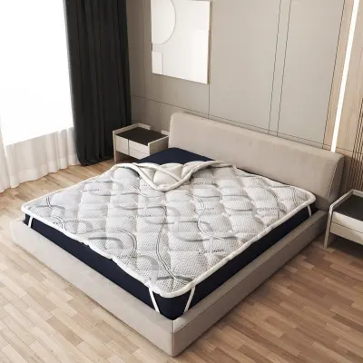 The White Stone Topper 140 x 190 cm | Popravni ležalnik z ergonomskimi lastnostmi | Polnilo iz mehke vate | Zračen, hipoalergen, protimitezni