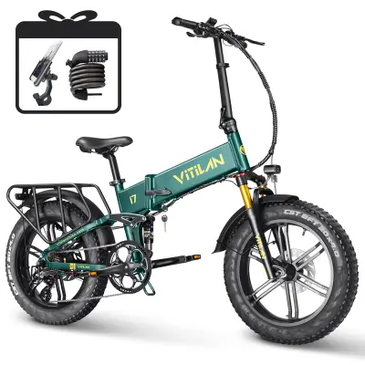 Električno zložljivo kolo VITILAN i7 Pro 3.0 - 750W 48V 20Ah - 8-stopenjski menjalnik - zeleno