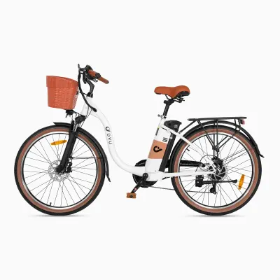 DYU C6 Pro 26-palčno mestno električno kolo, 250 W 36 V 15,6 Ah, Shimano 7 prestav, belo