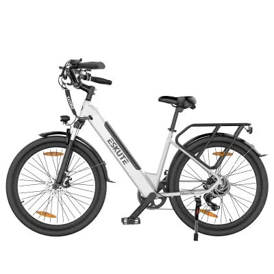 ESKUTE Polluno Plus 26" električno mestno kolo, 250 W navor 45 N.M, 20 Ah, belo