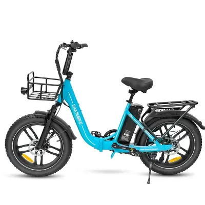 SAMEBIKE C05 Pro Step-through zložljivo e-kolo, 500 W 36 V 13 Ah, debela pnevmatika, cijan