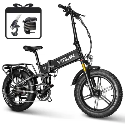 Električno zložljivo kolo VITILAN i7 Pro 3.0 - 750W 48V 20Ah - 8-stopenjski menjalnik - črna