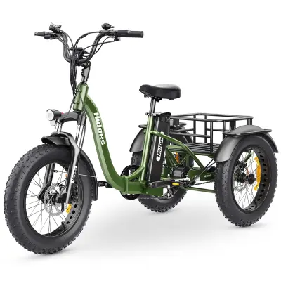 Hidoes ET1 zložljiv električni tovorni trikolesnik - 750 W 48 V 20 Ah - zelen