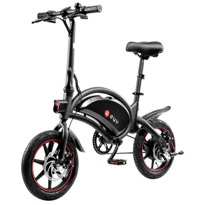DYU D3F 14-palčno mini zložljivo električno kolo 250 W 36 V 10 Ah - črno
