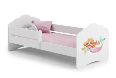 Enojna postelja Wave 140x70 z ograjo - Morska deklica