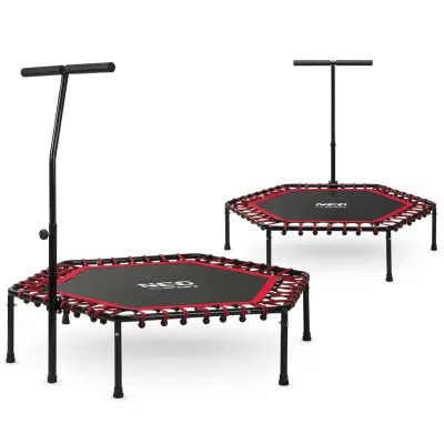 Fitnes trampolin z ročajem 127 cm Neo-Sport - heksagonalno rdeč