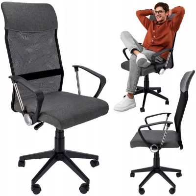 Fotel ZOOM tkanina temno siva