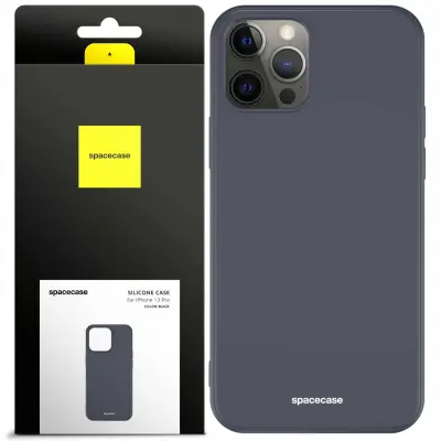 SILIKONSKI OVITEK SPACECASE ZA IPHONE 13 PRO OVITEK ČRN