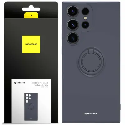 SILIKONSKI OVITEK S OBROČKOM SPACECASE ZA SAMSUNG GALAXY S23 ULTRA ČRN