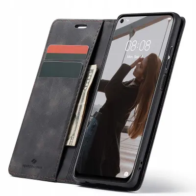 SPACECASE OVITEK DENARNICA ZA HUAWEI P40 LITE ČRNO USNJENO