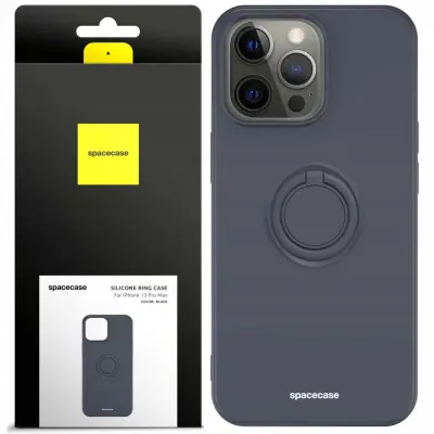 SILIKONSKI OVITEK SPACECASE RING ZA IPHONE 13 PRO MAX ČRN