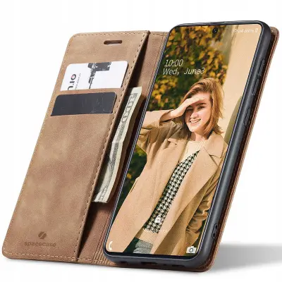 SPACECASE ETUI DENARNICA GALAXY A71 SVETLO RJAV USNJE