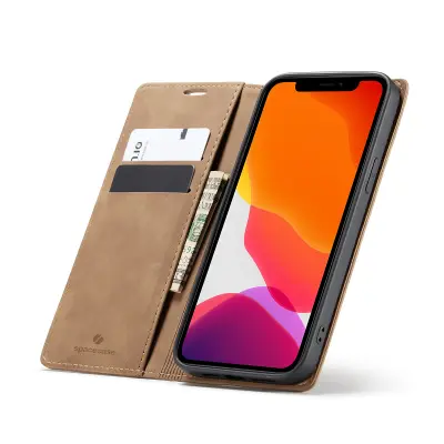SPACECASE OVITEK DENARNICA ZA IPHONE 12 PRO MAX USNJENA RJAVA
