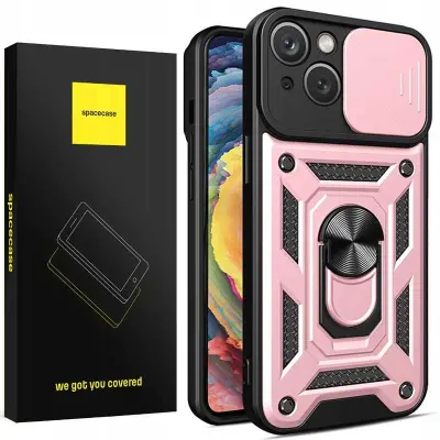 SPACECASE OVITEK CASE ZA IPHONE 15 PLUS CAMRING ROZA