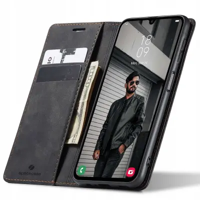 SPACECASE ETUI DENARNICA GALAXY A24 ČRNA USNJENA MAGNET