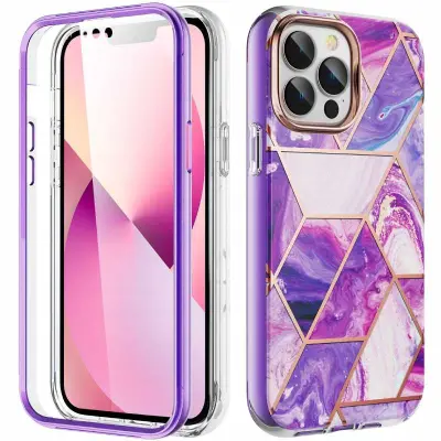 SPACECASE OVITEK MARBLE 360 ZA IPHONE 13 PRO MAX VIJOLIČEN