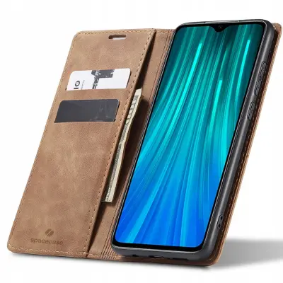 SPACECASE OVITEK DENARNICA ZA XIAOMI REDMI NOTE 8 PRO SVETLO RJAV
