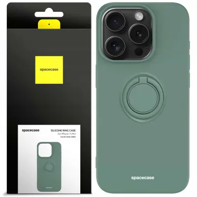 SILIKONSKI OVITEK SPACECASE ZA IPHONE 15 PRO RING TEMNO ZELEN