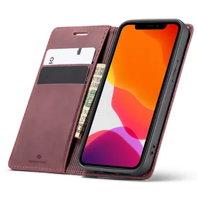 SPACECASE OVITEK WALLET ZA IPHONE 12 MINI USNJEN OVITEK RDEČ