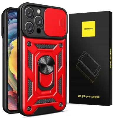 OVITEK SPACECASE OVITEK ZA IPHONE 15 PRO CAMRING RDEČ