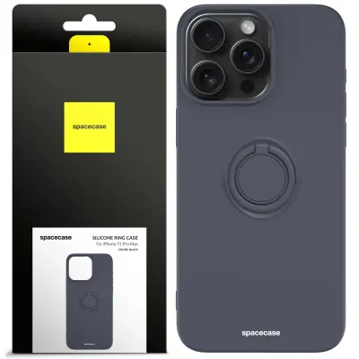 SPACECASE SILIKONSKI OVITEK RING ZA IPHONE 15 PRO MAX ČRN