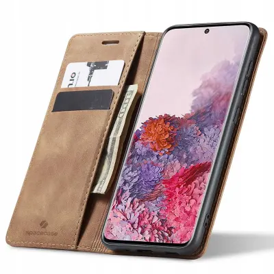 SPACECASE GALAXY S20+ ETUI DENARNICA USNJENA SVETLO RJAVA