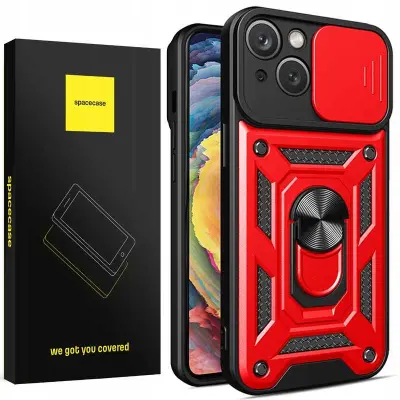 SPACECASE CAMRING CAMRING ZA IPHONE 15 PLUS OVITEK PRASKA RDEČ