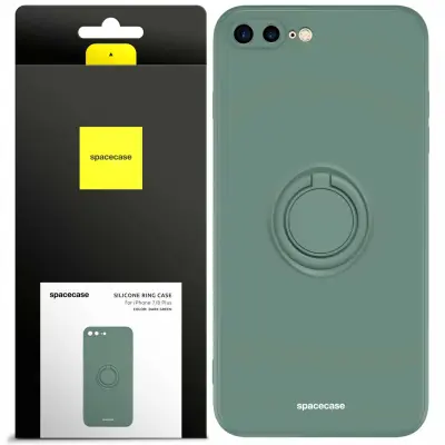 SILIKONSKI OVITEK S OBROČKOM SPACECASE ZA IPHONE 7 8 PLUS TEMNO ZELEN