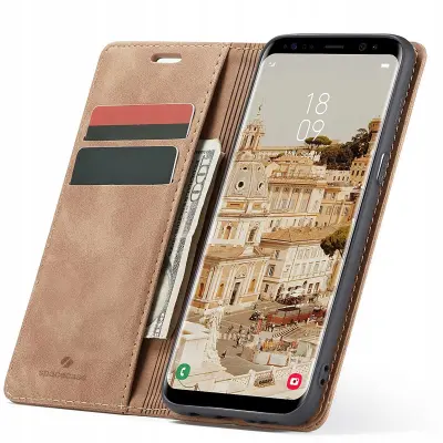 SPACECASE OVITEK ZA TELEFON GALAXY S8 USNJEN SVETLO RJAV