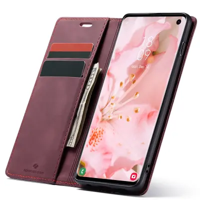 SPACECASE OVITEK DENARNICA GALAXY S10 RDEČA USNJENA ZA SAMSUNG
