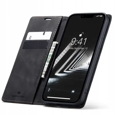 OVITEK SPACECASE WALLET ZA IPHONE 14 PLUS ČRN OVITEK Z GUMO