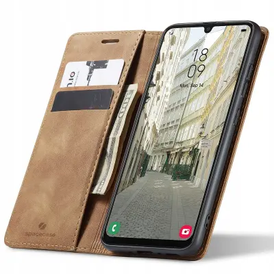 SPACECASE OVITEK ZA TELEFON GALAXY A34 5G USNJEN SVETLO RJAV