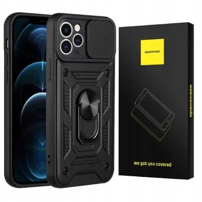 OVITEK SPACECASE OVITEK ZA IPHONE 12 PRO MAX CAMRING ČRN
